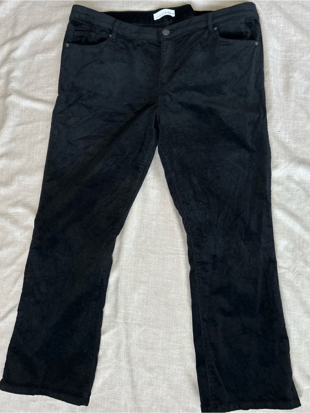 Ann Taylor Loft Black Made and Loved Velvet Flare Crop Pants Womens 32/14
